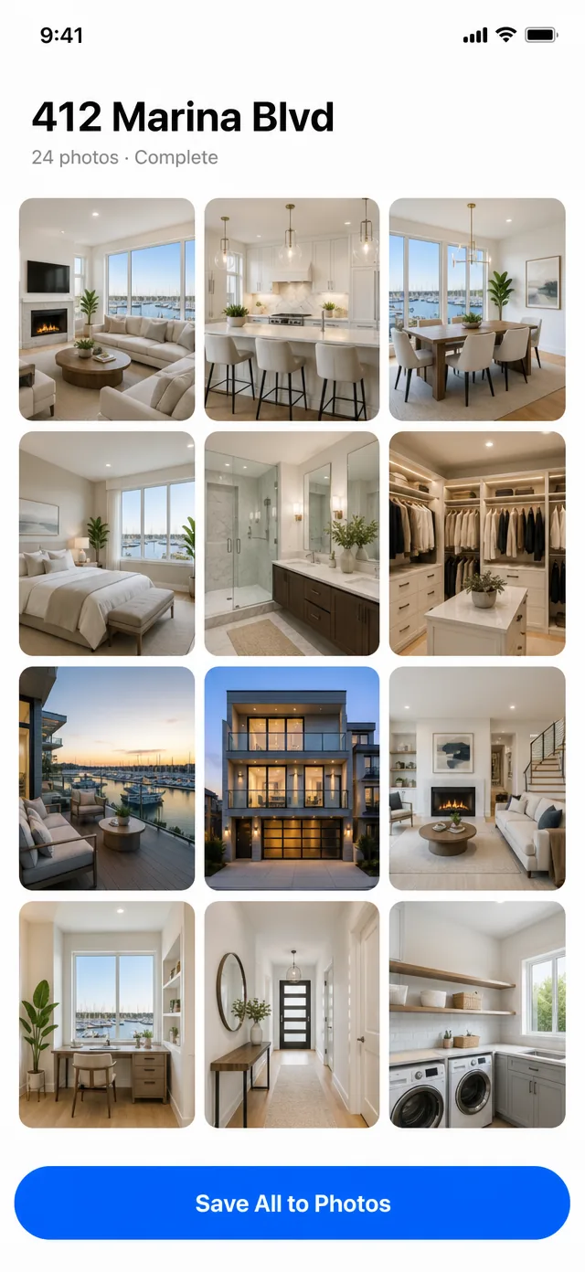 Finished MLS-ready listing photos in the Avenu app